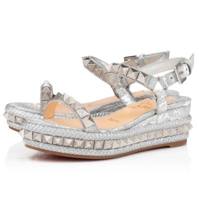 Alpargatas Pyraclou Christian Louboutin Mujer - Plateados - 1210335BL1U